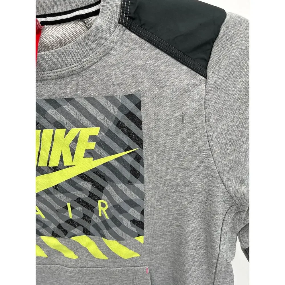 Nike Camo French Terry Crew Neck Pullover Sweatshirt Pocket Kids Medium